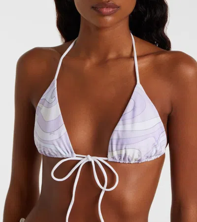 Pucci Marmo Bikini Top In Purple