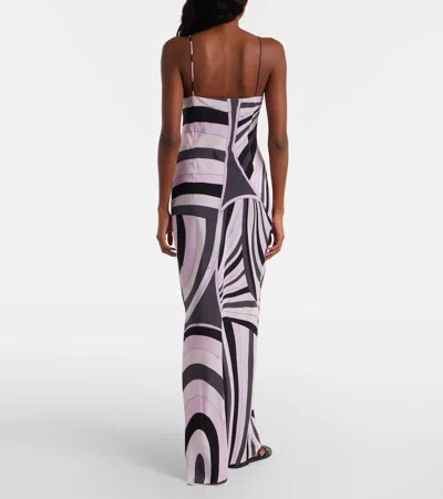 Pucci Long Dress With Abstract Print And Straps In Pink