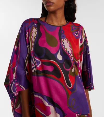 Pucci Abstract-pattern Print Draped Dress In Multi
