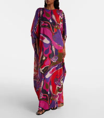 Pucci Abstract-pattern Print Draped Dress In Multi