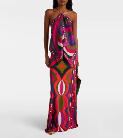 Pucci Iride Embellished Silk Twill Top In Multi