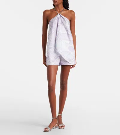 Pucci Lavender Orchidee Print Silk Chain Top In Purple