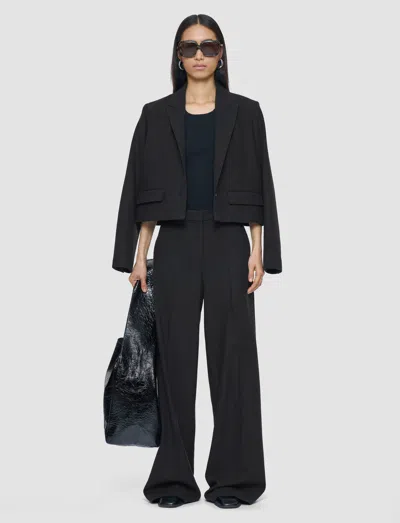 Joseph Womens Black Alana Wide-leg High-rise Wool-blend Trousers