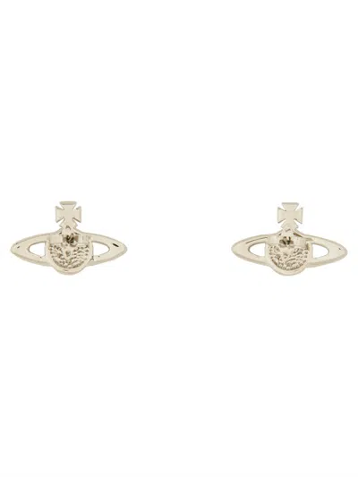 Vivienne Westwood "mini Bas Relief" Earrings In Metallic