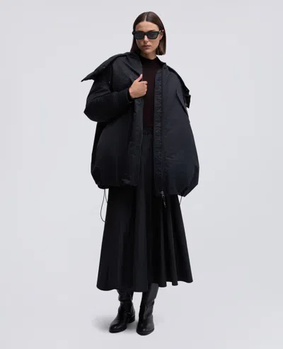 Aspesi Bomber In Raso Con Cappuccio - Nero In Black