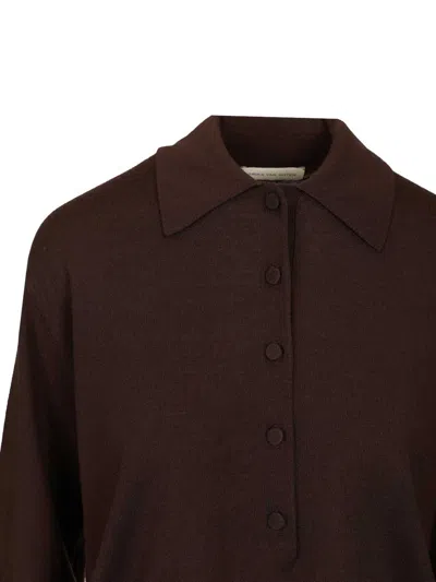 Dries Van Noten 09040-tuno 2700 Knit Polo Knitwear Brown In Brown