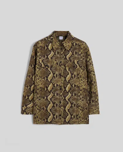 Aspesi Camicia In Tela Di Cotone Con Stampa Pitone - Pitone In Green