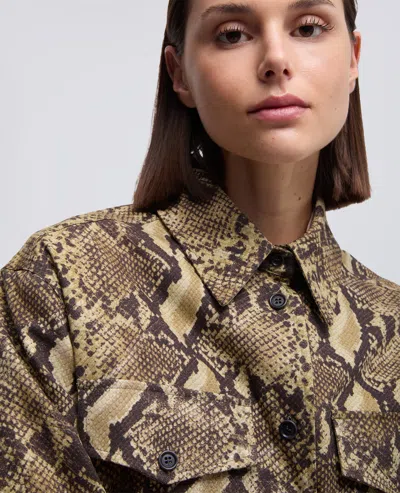 Aspesi Camicia In Tela Di Cotone Con Stampa Pitone - Pitone In Green