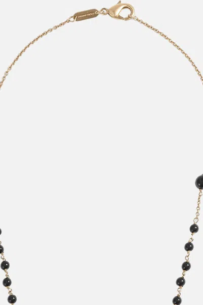 Dolce & Gabbana Sicily Rosary Necklace 18-carat Yellow Gold And Black Jades In Black