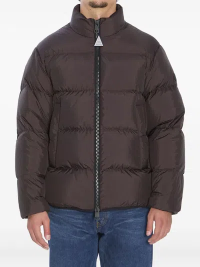 Moncler Logo-patch Padded Jacket In Brown