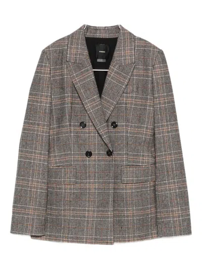 Pinko Checked Double-breasted Fitted Jacket In Multi