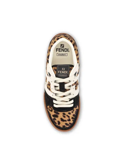 Fendi Low-top Platform In Multicolor Cavallino Calfskin And Suede In Multi