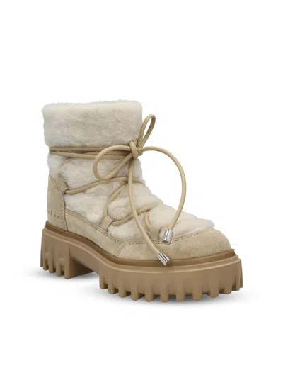 Hogan Lace-up Shearling-trim Boots In Multi