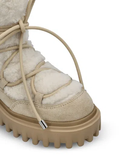 Hogan Lace-up Shearling-trim Boots In Multi