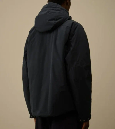 C.p. Company Minimalist Blue Polyester Jacket With Zippered Pockets In Blue