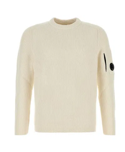 C.p. Company C.p.company White Cotton Blend Sweater In Neutral
