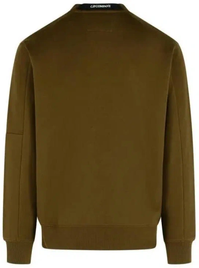 C.p. Company Long-sleeve Sweatshirt With Zippered Pocket And Ribbed Details In Green