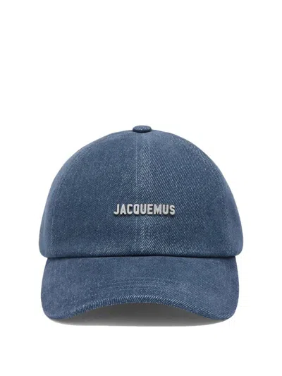 Jacquemus La Casquette Gadjo In Raw Denim Accessories In Gold