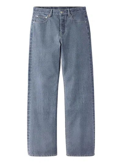 Jacquemus Straight Cut Denim Trousers Pockets In Blue