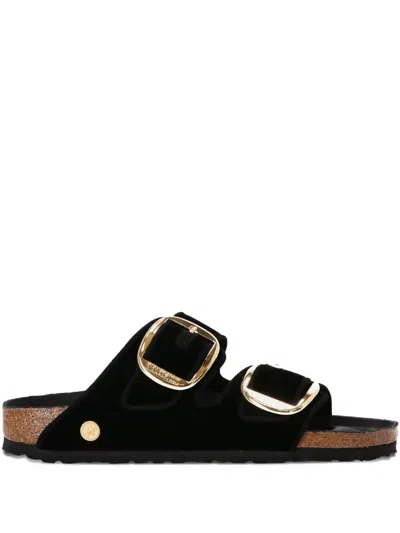 Birkenstock Arizona Big Buckle Piping Rivet Logo Sandals In Black