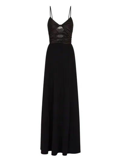 Emporio Armani Technical Cady Cut-out Dress With Jewel Detail In Black