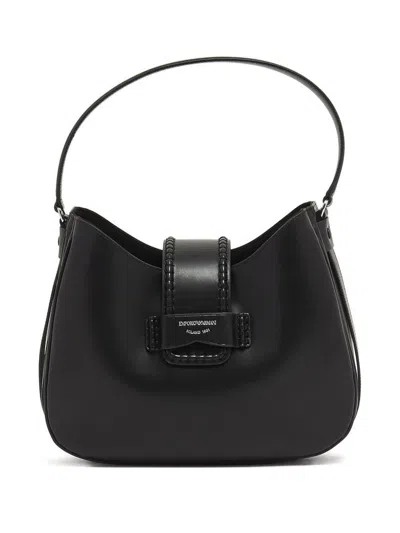 Emporio Armani Medium Leather Hobo Bag In Black