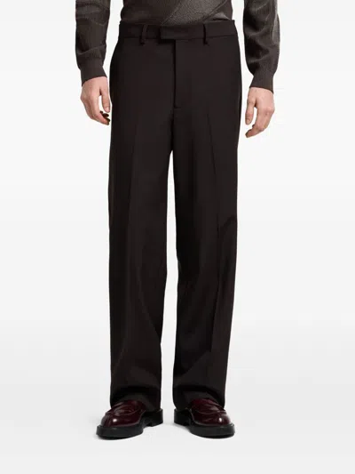Emporio Armani Blue Virgin Wool Suit In Brown