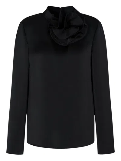 Emporio Armani Ruffled High-neck Blouse In Black