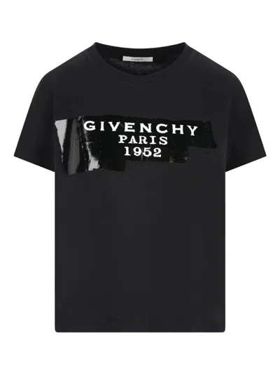 Givenchy Cotton T-shirt With Tape Print Clothing In Black
