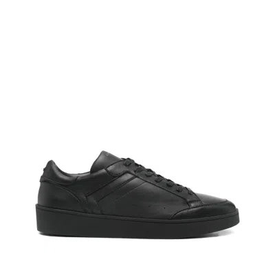 Canali Refined Black Sneakers With Durable Rubber Sole In Black