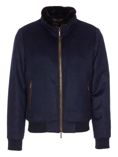 Moorer Long-sleeved Stand-collar Down Jacket In Blue