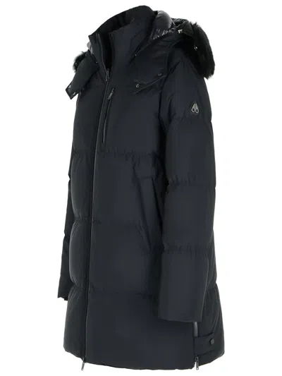 Moose Knuckles Faux Fur-trim Hooded Jacket In Blue