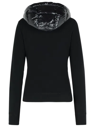 Moncler Quilted Fleece Jacket With Hood And Sleeves In Black