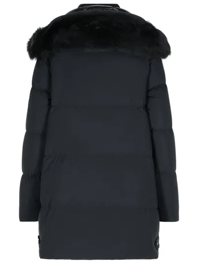 Moose Knuckles Faux Fur-trim Hooded Jacket In Blue