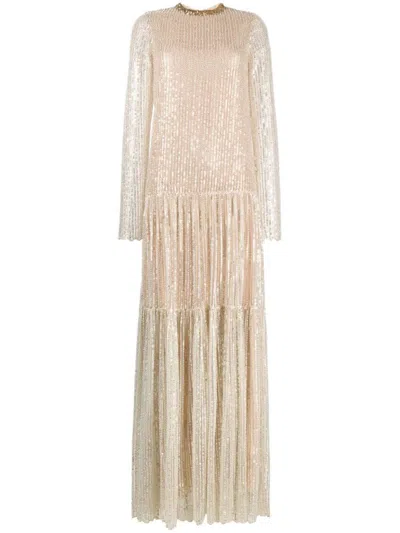 Giambattista Valli Tiered Sequinned Gown In Gold