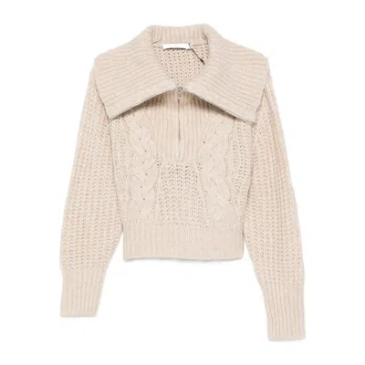 Iro Cable-knit Half-zip Jumper In Brown