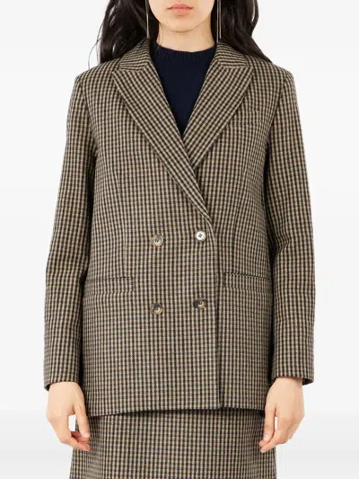 Apc Double-breasted Long Sleeve Top Front Pockets In Gold