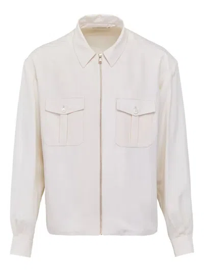 Giuliva Heritage The Diego Zip-front Pocket Shirt In White