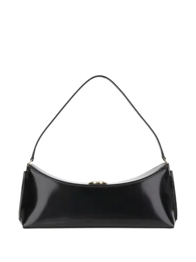 Jacquemus Le Calisso Black Shoulder Bag With Engraved Snap Button In Leather In Black