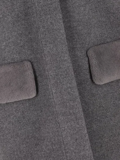 Fendi Long Sleeved Hooded Coat In Gray