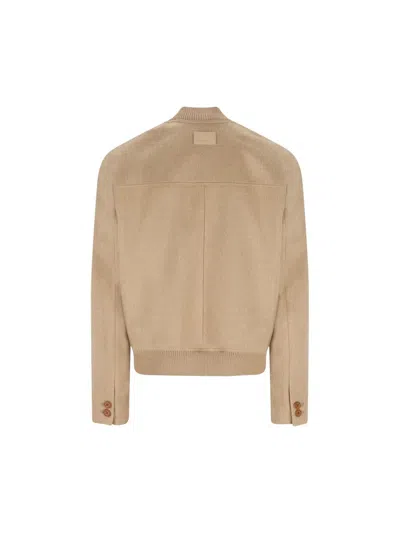 Fendi Buttoned Patch-pocket Jacket In Brown