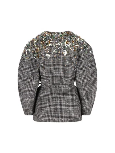 Fendi Crystal-embellished Jacket In Gray