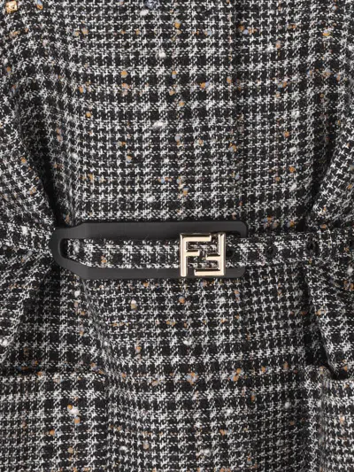 Fendi Crystal-embellished Jacket In Gray