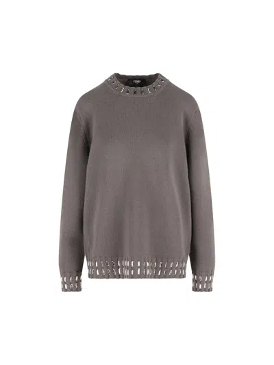 Fendi Gray Wool And Cashmere Jumper In Gray
