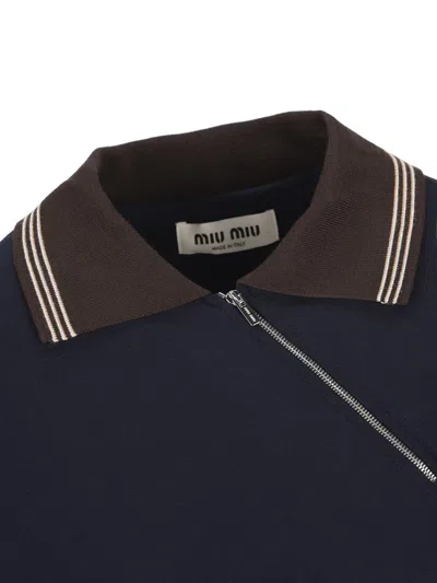 Miu Miu Oversized Two-tone Knit Sweater In Brown