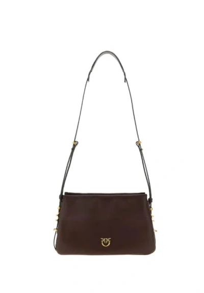 Pinko Mini Leather Clutch Bordeaux In Brown