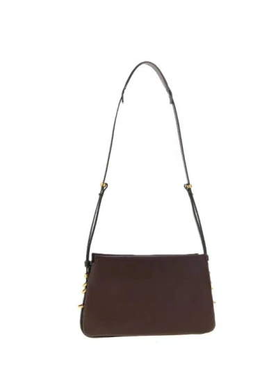 Pinko Mini Leather Clutch Bordeaux In Brown