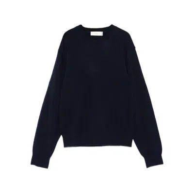 Dunst Navy Blue Wool Crewneck Sweater In Black