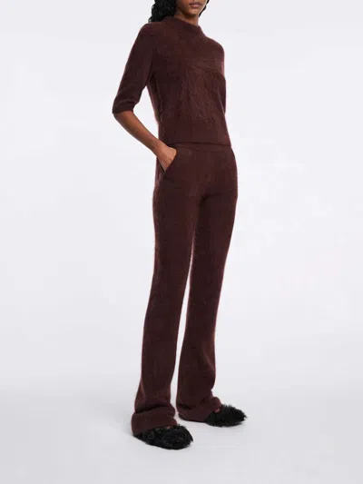 Dorothee Schumacher Fluffy Statement Wool And Cashmere-blend Flared Pants In Brown