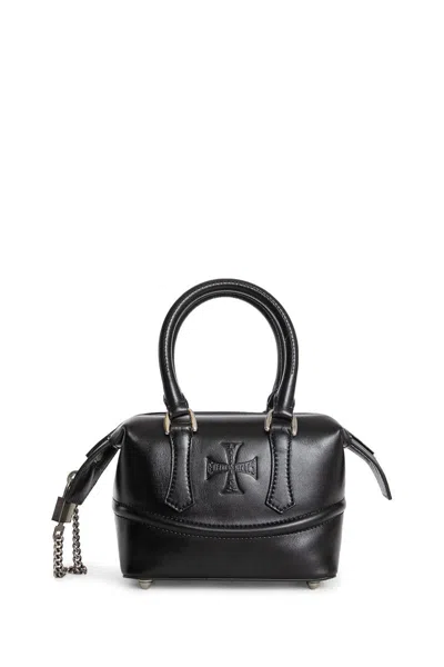 Enfants Riches Deprimes Leather Bowling Bag With Logo In Black
